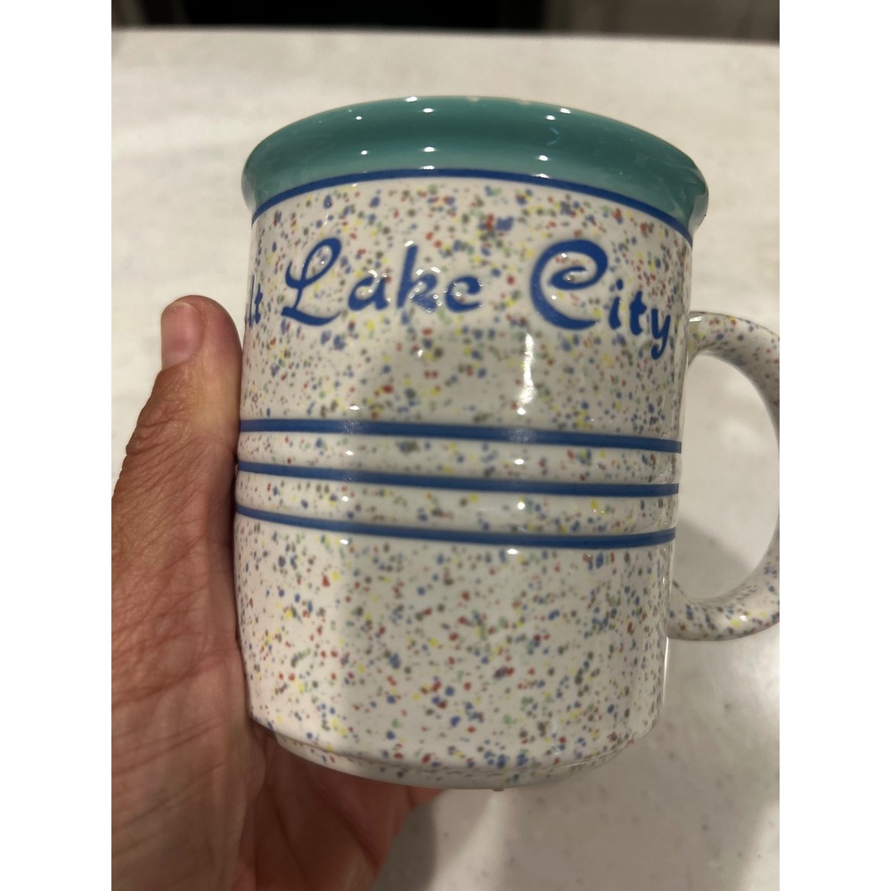 Salt Lake City Souvenir Coffee Mug Confetti Textured Ceramic BEAUTIFUL Colorful - Picture 2 of 9